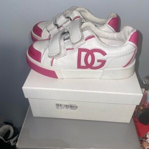 Kids White and Pink Sneakers